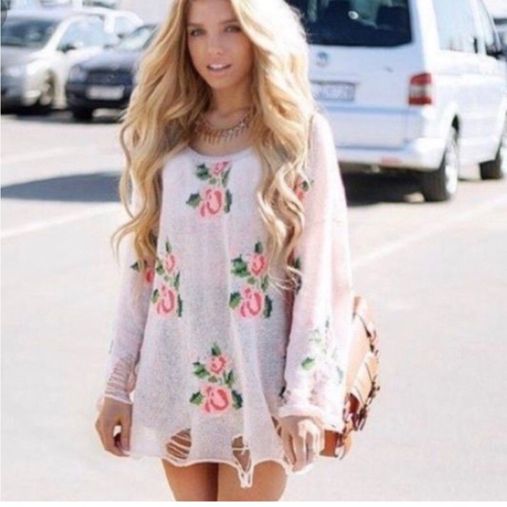 WILDFOX COUTURE Prairie Rose Lennon SWEATER NWOT